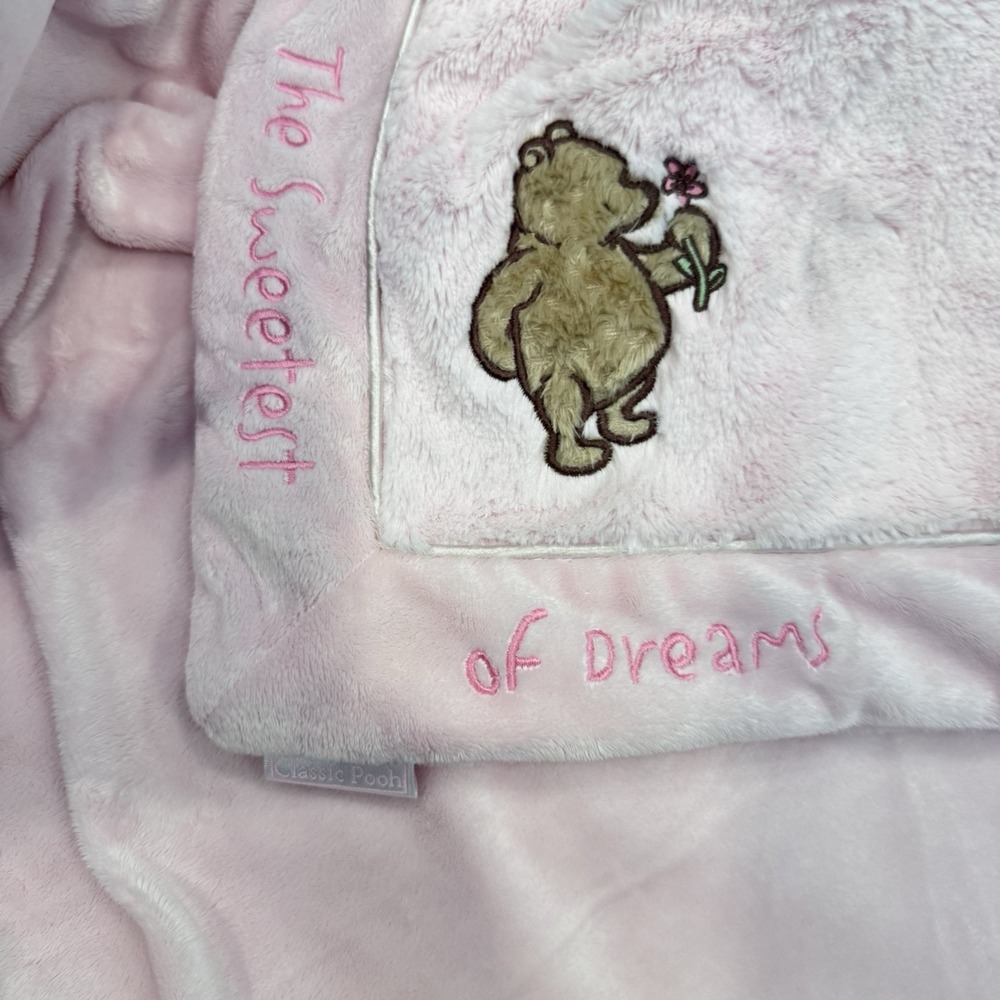 Vintage Winnie the Pooh small pink blanket 26x28 in - Picture 4 of 5